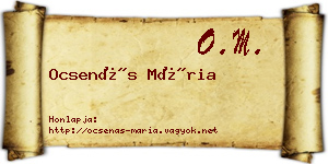 Ocsenás Mária névjegykártya