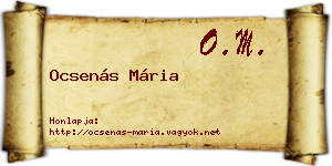 Ocsenás Mária névjegykártya